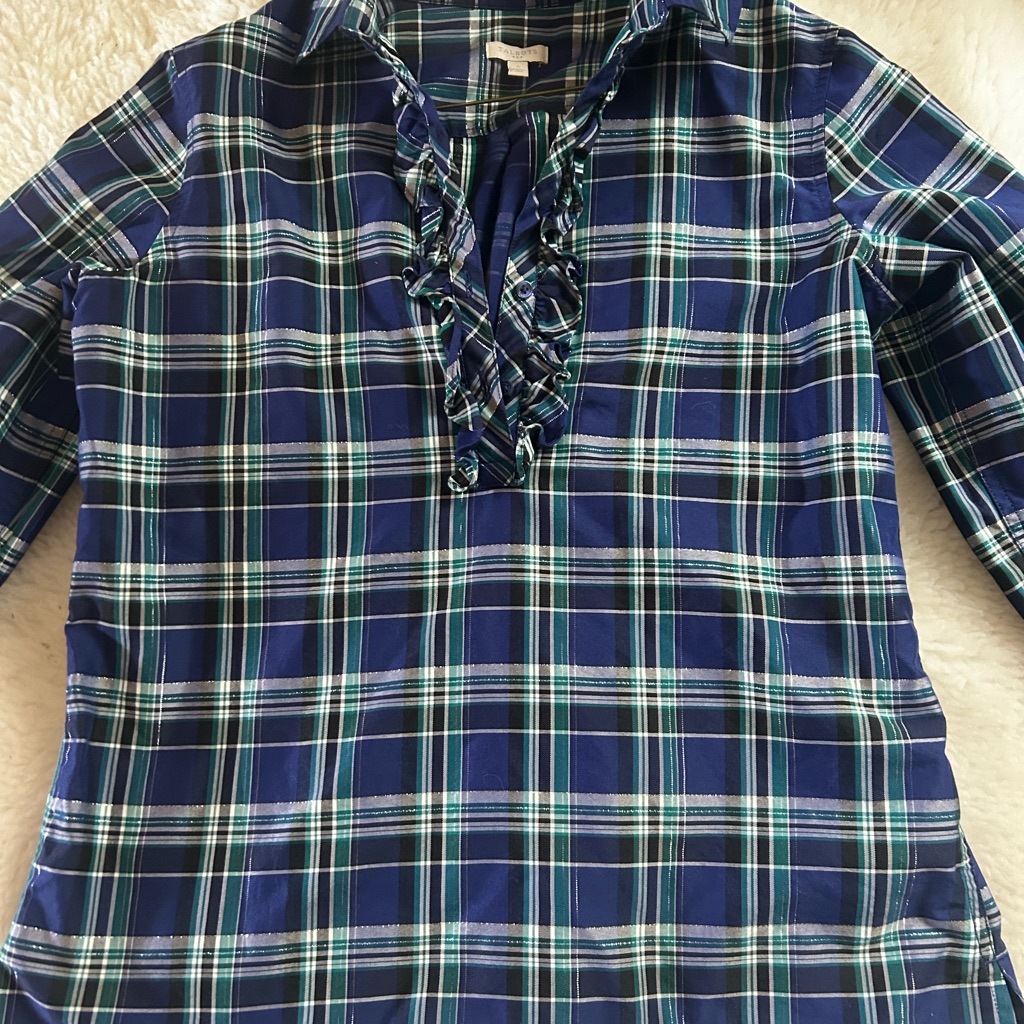 Christmas Special-Blue And Green Plead Blouse Talbots